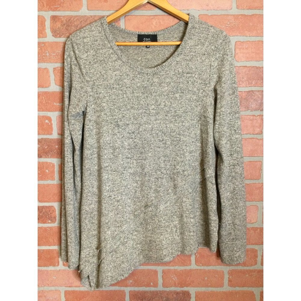 COA Women's Knit Pullover Sweater Long Sleeves Round Neck Gray Size XS